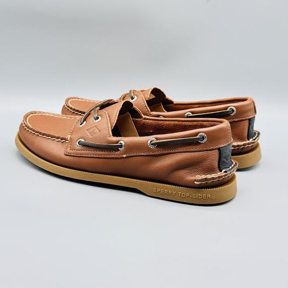 Sperry Shoes Men 8 Brown Leather Top Sider Boat Authentic Original 2 Eye Moc Toe - Picture 6 of 13